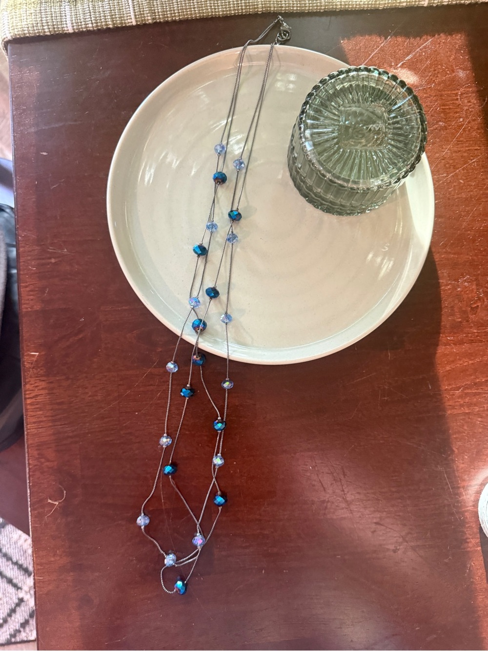Blue Double-Strand Crystal Bead Necklace - Women Jewelry